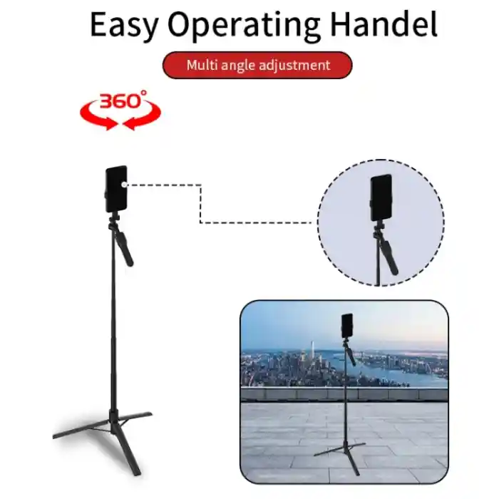 JMARY KT-239 1.75m Telescopic Selfie Stick Tripod Stand Cell Phone Clip Rotation Design Camera Mount Holder